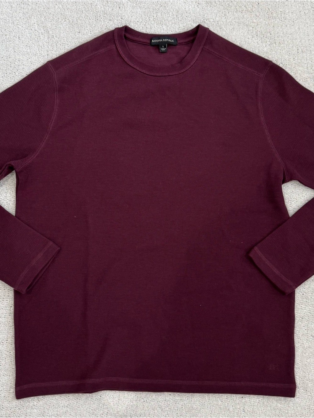 Banana Republic Men's Deep Burgundy Long Sleeve Crewneck